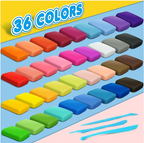 مجموعة صلصال يجف في الهواء مكونة من 36 لونًا للأطفال - صلصال سحري غير سام للأعمال اليدوية