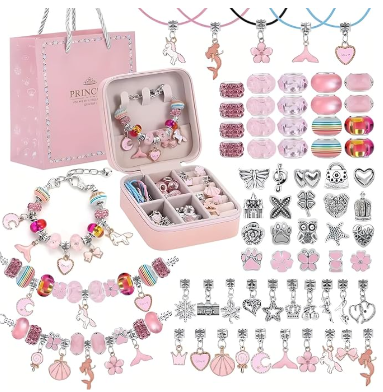 Bracelet Making Kit for Girls - 68 Piece DIY Jewelry Craft Set with Box