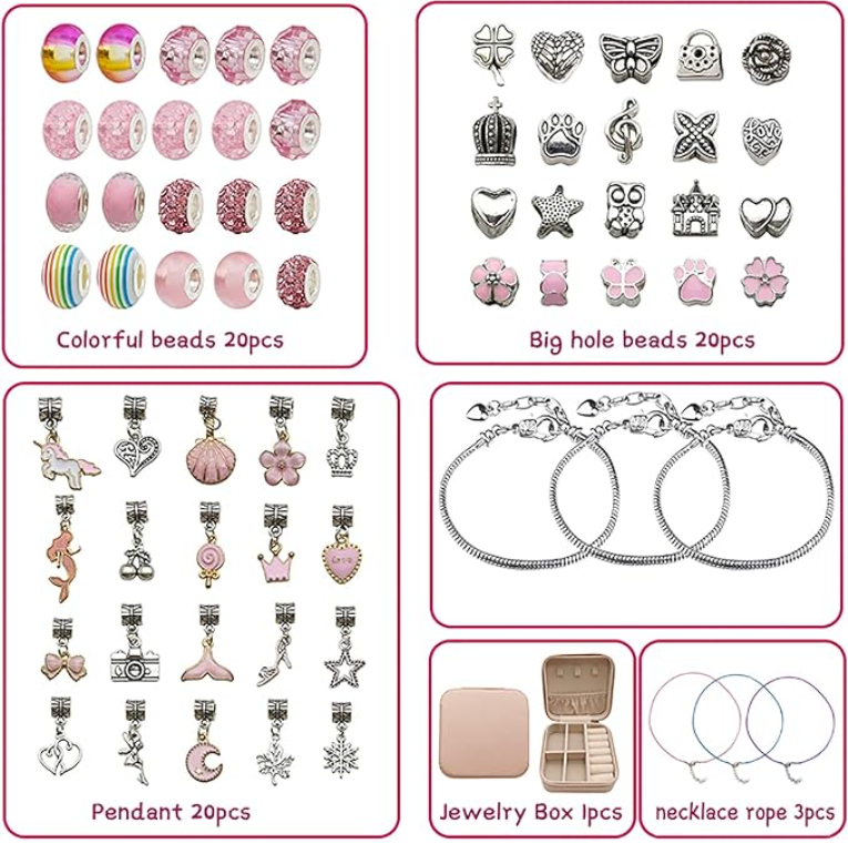 Bracelet Making Kit for Girls - 68 Piece DIY Jewelry Craft Set with Box