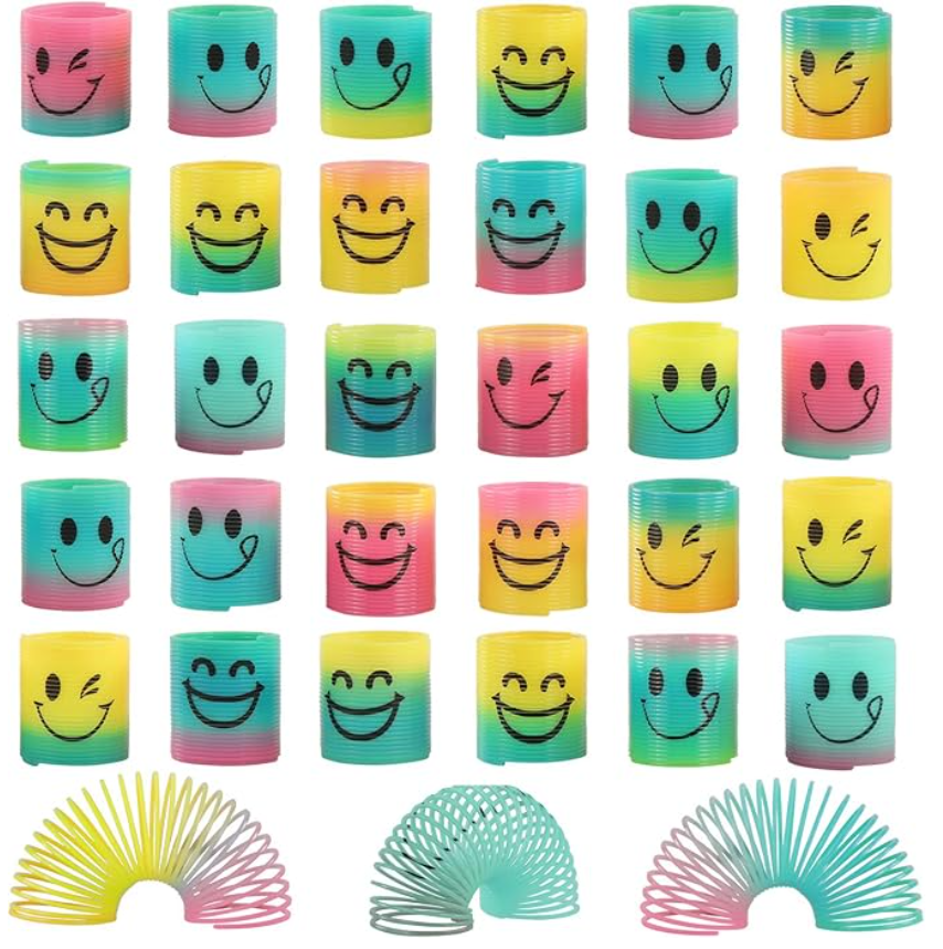 30 Pack Rainbow Magic Spring Fidget Toys - Party Favor Bulk Set for Kids
