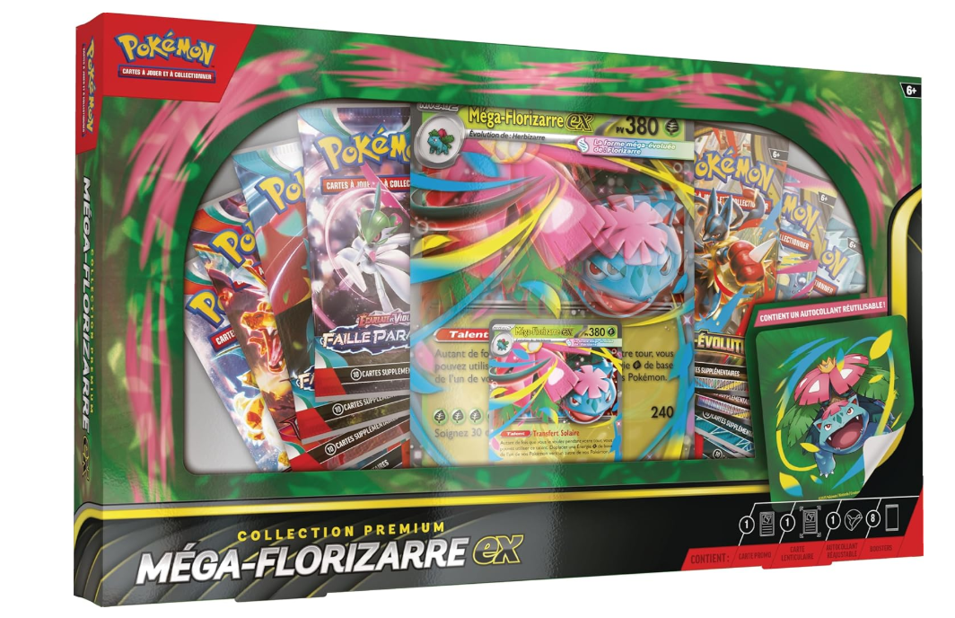 Pokémon : Premium Collection Mega-Florizarre-ex (1 Glossy Promo Card, 1 Large Promo Card in Lens Format and 8 Boosters) from TCG Pokémon