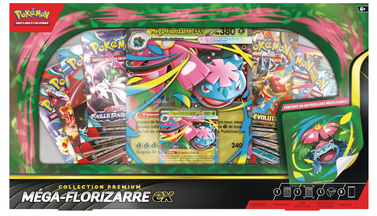 Pokémon : Premium Collection Mega-Florizarre-ex (1 Glossy Promo Card, 1 Large Promo Card in Lens Format and 8 Boosters) from TCG Pokémon