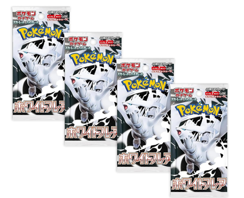 Pokemon TCG White Flare Japanese Booster Packs x4 | Japanese Pokémon Black Bolt & White Flare | Scarlet and Violet Series | Titan Authenticated