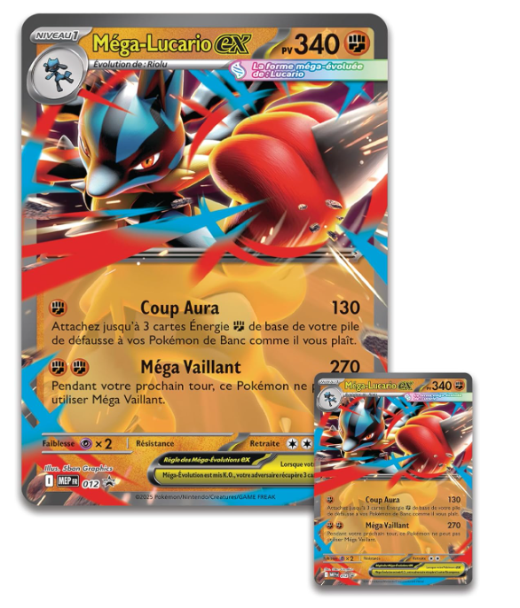 Pokémon : Collection with Mega Lucario-ex Figure (1 Textured Glossy Promo Card, 1 Large Size Promo Card, 5 Boosters and 1 Mega Lucario Figure) from TCG Pokémon
