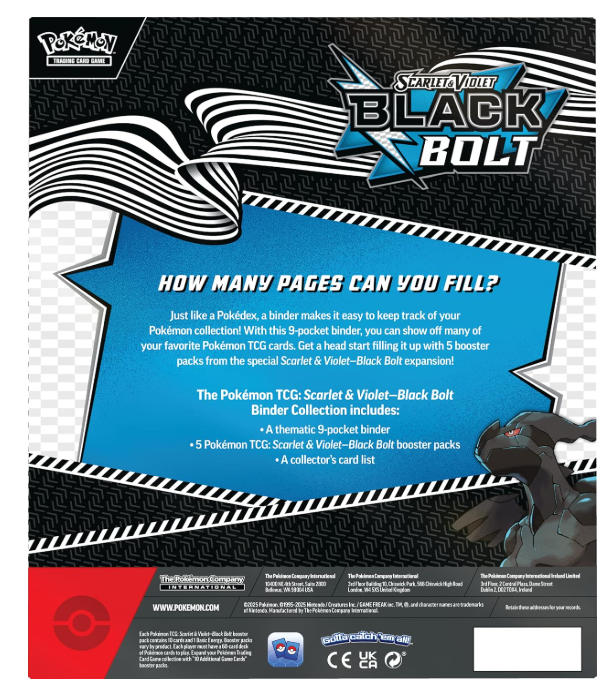Pokémon TCG: Scarlet & Violet—Black Bolt Binder Collection (Zekrom Binder & 5 Booster Packs)