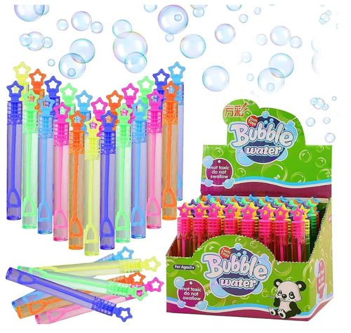 AMERTEER Party Favors - 48 Pcs Mini Bubble Wands For Kids, Bulk Party Favors Perfect For Themed Birthday, Christmas, School, Valentine - Goodie Bag Fillers, Colorful Bubble Toys For Outdoor Fun