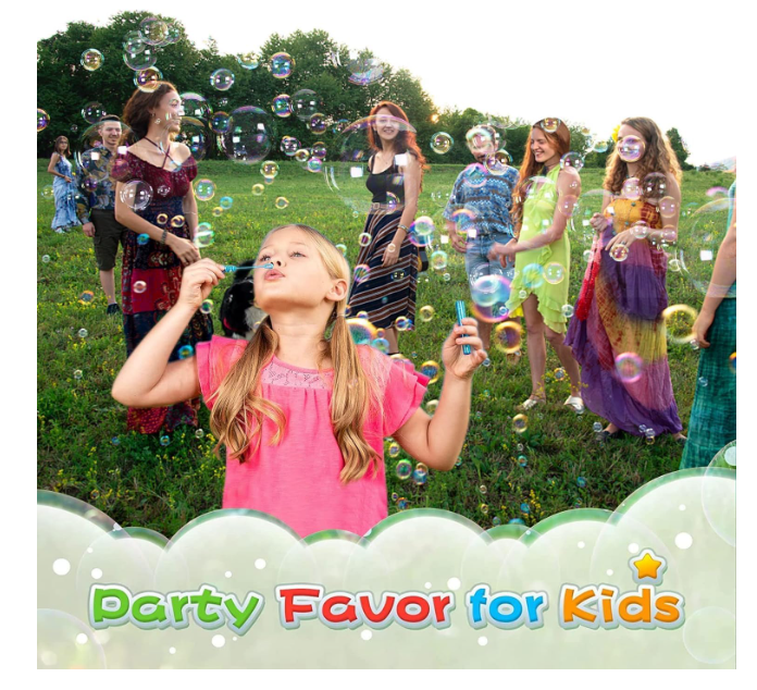 AMERTEER पार्टी उपहार - बच्चों के लिए 48 मिनी बबल वैंड, थीम वाले जन्मदिन, क्रिसमस, स्कूल, वेलेंटाइन डे के लिए उपयुक्त थोक पार्टी उपहार - गुडी बैग भरने के लिए, बाहरी मनोरंजन के लिए रंगीन बबल खिलौने