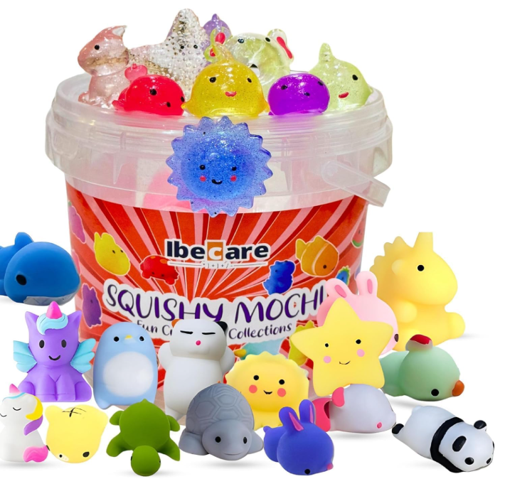 Ibecare Mochi Squishy Toys | Party favors for kids! birthday giveaways or return gifts for Birthday party kids | mini toys | goodie bags pinatas stocking fillers (24 Pcs)