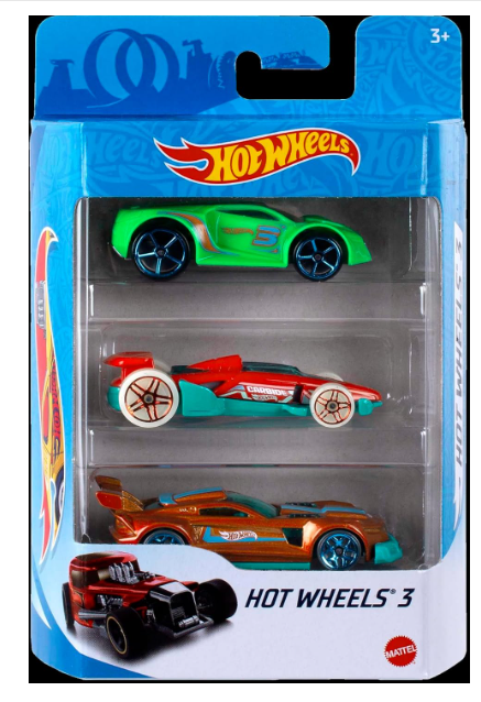 Hot Wheels K5904 Pack Of 3 - Assorted, One Size - Multi-Colour