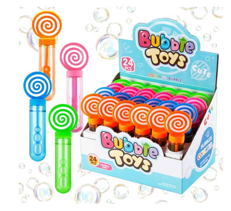 एमर्टीयर मिनी बबल वैंड्स - 24 का पैक, लॉलीपॉप डिज़ाइन, बच्चों के लिए पार्टी उपहार