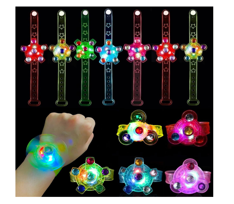 25-Pack LED Light-Up Fidget Spinner Bracelets – Glow Party Favors for Kids