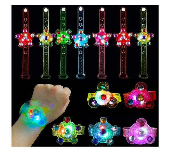 25-Pack LED Light-Up Fidget Spinner Bracelets – Glow Party Favors for Kids