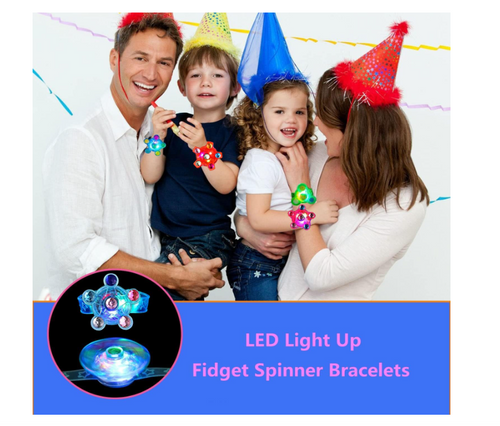 25-Pack LED Light-Up Fidget Spinner Bracelets – Glow Party Favors for Kids