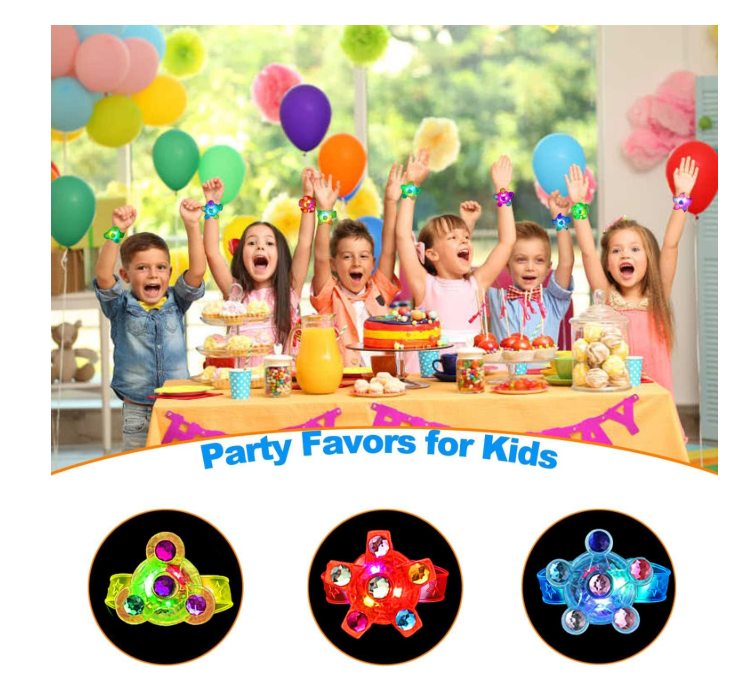 25 एलईडी लाइट-अप फिजेट स्पिनर ब्रेसलेट का पैक – बच्चों के लिए पार्टी में चमकने वाले उपहार