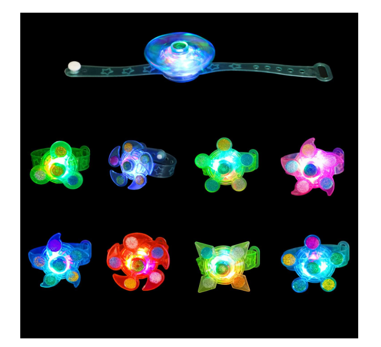 25-Pack LED Light-Up Fidget Spinner Bracelets – Glow Party Favors for Kids