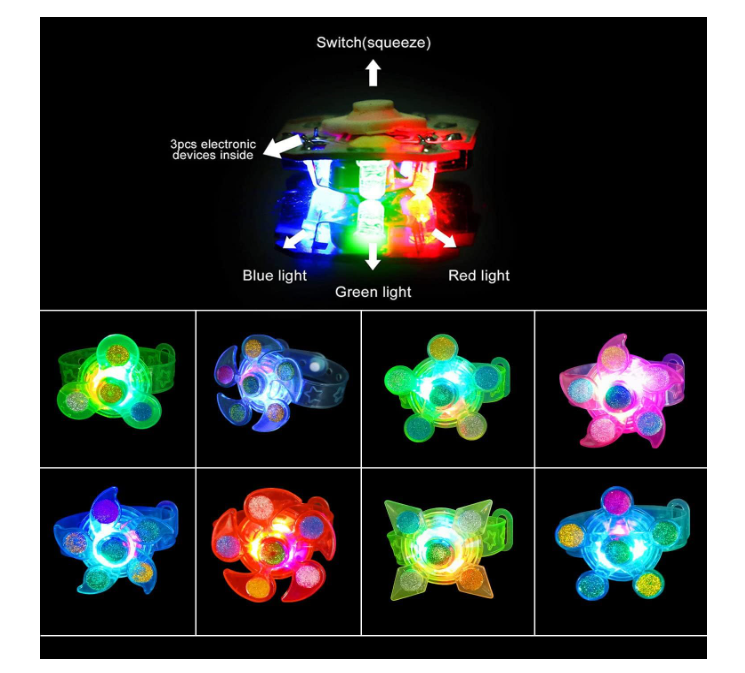 25 एलईडी लाइट-अप फिजेट स्पिनर ब्रेसलेट का पैक – बच्चों के लिए पार्टी में चमकने वाले उपहार