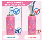 Lullaby Land 550ml Stainless Steel Kids Water Bottle – Unicorn Pink, BPA-Free
