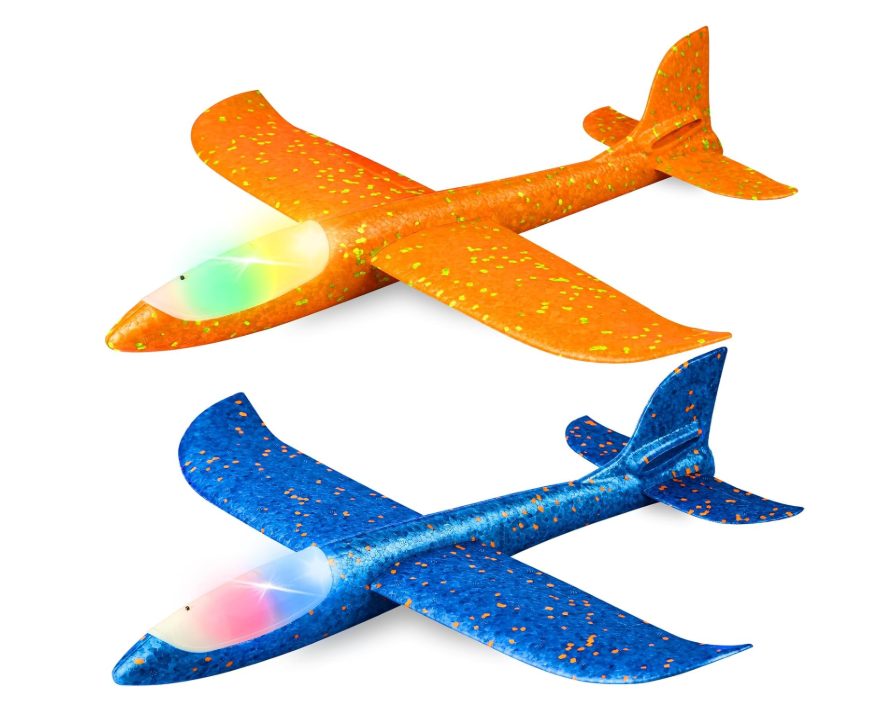 2-Pack LED Foam Airplane Toy, 17.5"