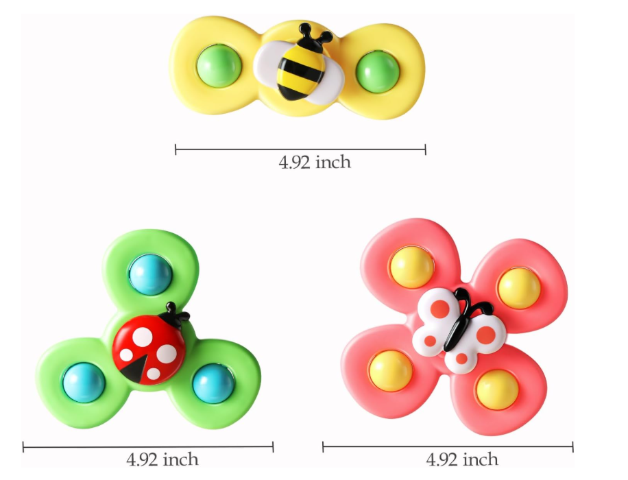 ALASOU Suction Cup Spinner Toys (3 PCS) for Toddlers
