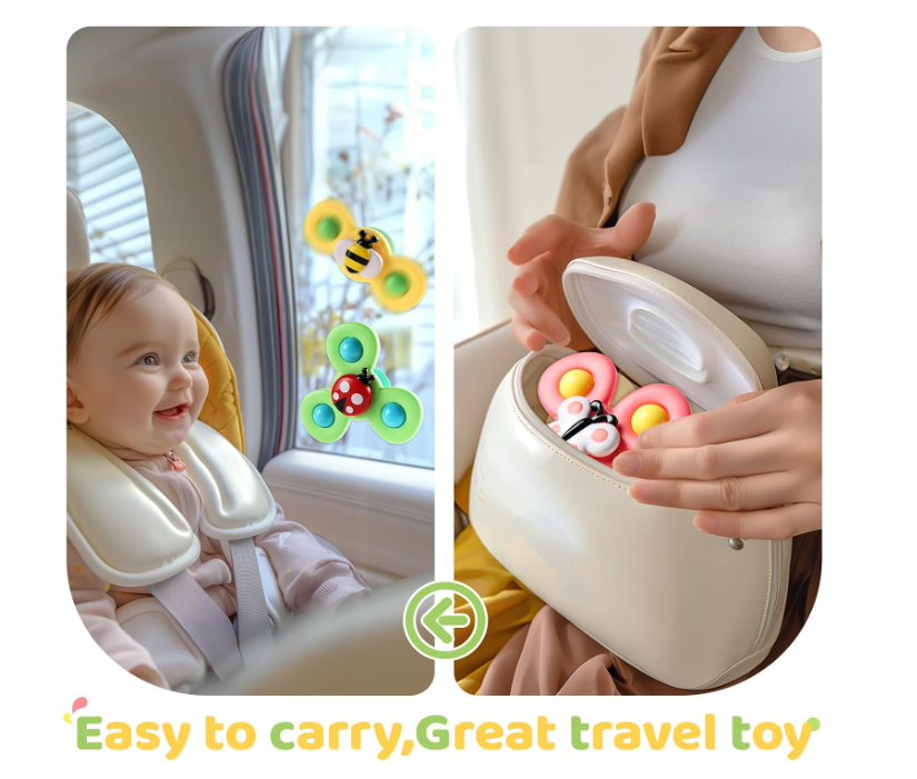 ALASOU Suction Cup Spinner Toys (3 PCS) for Toddlers
