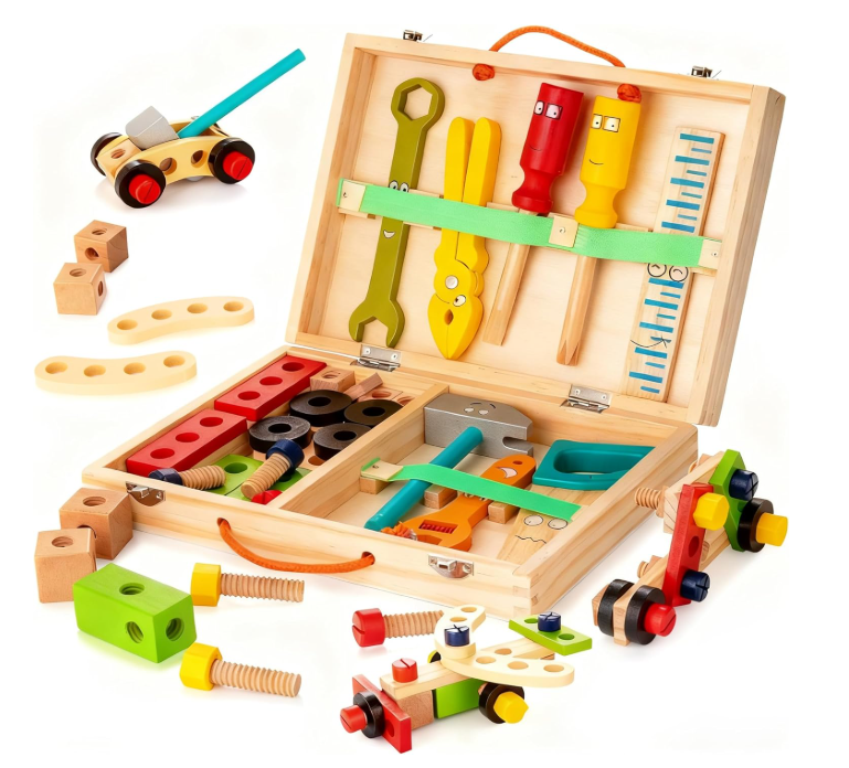 KIDWILL Wooden Tool Kit for Kids (33-Piece Set)