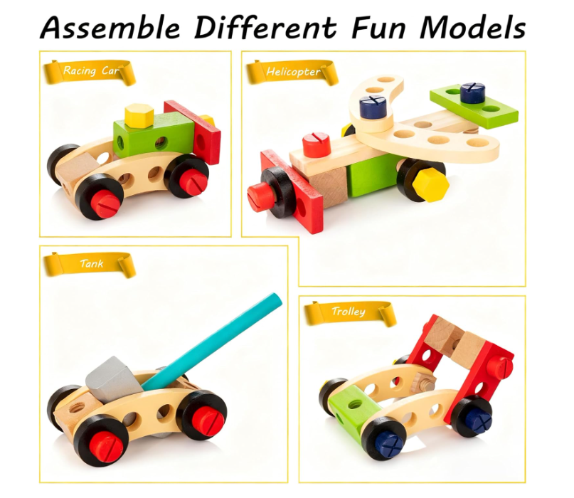 KIDWILL Wooden Tool Kit for Kids (33-Piece Set)