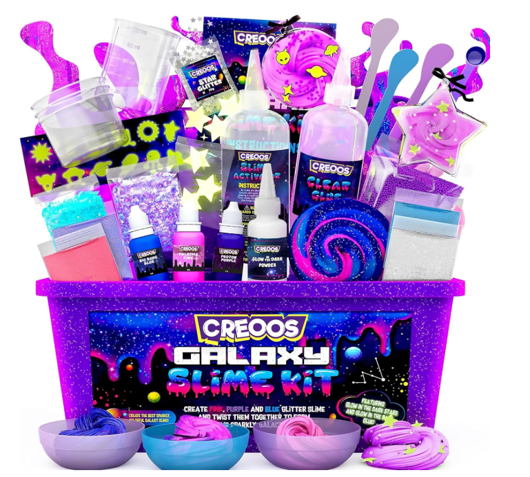 Creoos Galaxy Glow-in-the-Dark Slime Kit – 31-Piece DIY Slime Craft Set for Kids