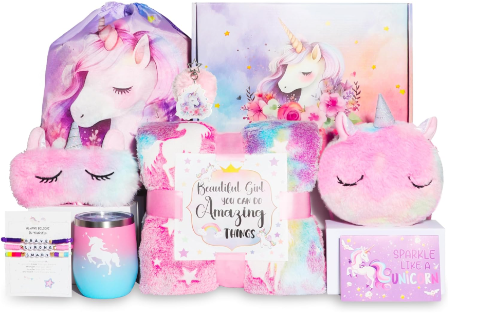 4 से 10 वर्ष की लड़कियों के लिए ब्यूटी कलरफुल यूनिकॉर्न गिफ्ट बॉक्स सेट