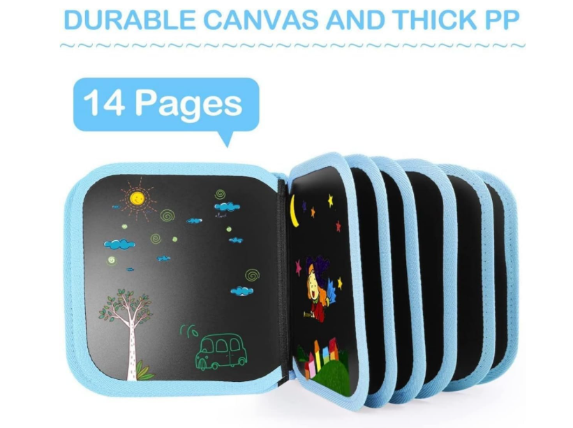 Mumoo Bear Erasable Doodle Book – Portable Drawing Pad for Kids (Blue)