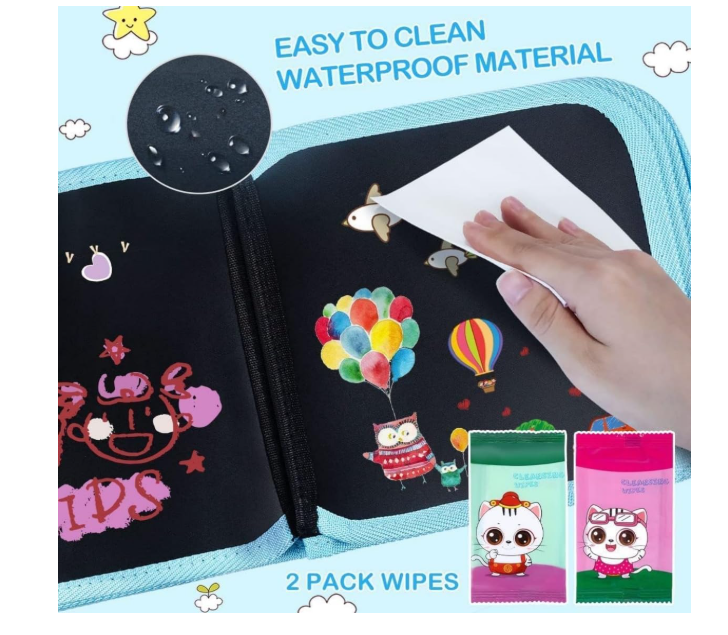 Mumoo Bear Erasable Doodle Book – Portable Drawing Pad for Kids (Blue)