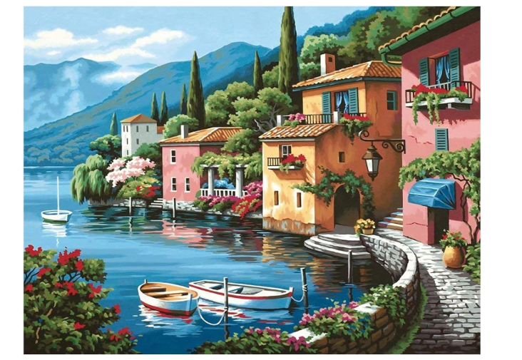 **Mumoo Bear DIY Painting by Numbers Kit – 16x20" Sea View Canvas**