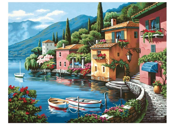 **Mumoo Bear DIY Painting by Numbers Kit – 16x20" Sea View Canvas**