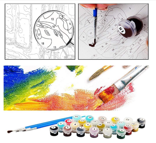 **Mumoo Bear DIY Painting by Numbers Kit – 16x20" Sea View Canvas**