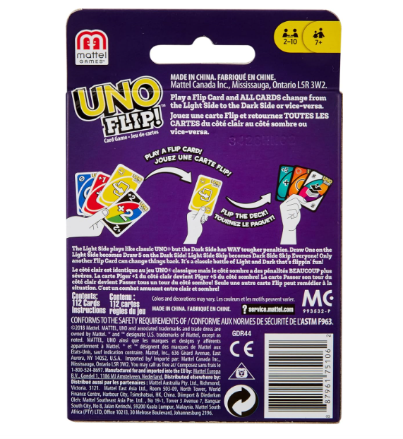 Mattel Uno FLIP, Card Game GDR44, multicolour