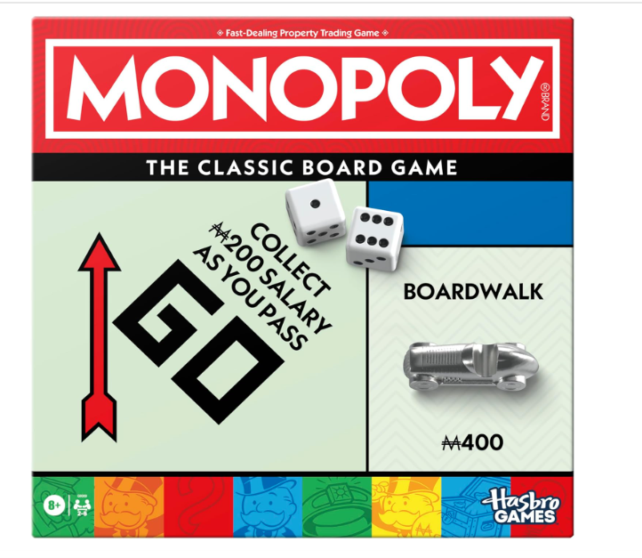 Monopoly Game, Family Board Games for 2 to 6 Players, Board Games for Kids Ages 8 and Up, Includes 8 Tokens