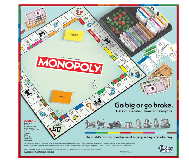 Monopoly Game, Family Board Games for 2 to 6 Players, Board Games for Kids Ages 8 and Up, Includes 8 Tokens