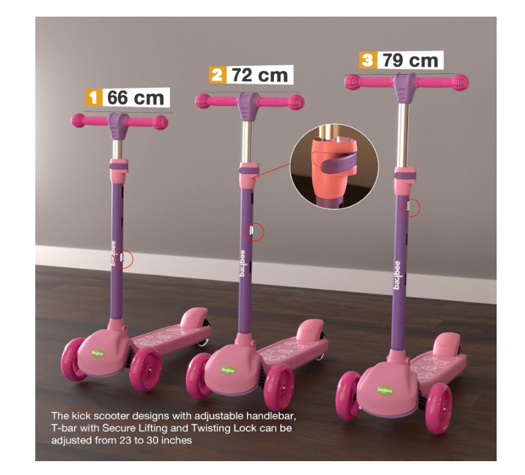 बेबी ब्लेज़ स्टॉर्म स्केट स्कूटर बच्चों के लिए | 3 पहियों वाला स्कूटर, ऊंचाई में 4 बार एडजस्ट होने वाला हैंडल | एलईडी पीयू व्हील्स और रियर ब्रेक के साथ | 3 से 8 साल के बच्चों (लड़के और लड़कियां) के लिए रनर स्कूटर