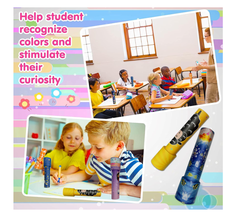 AMERTEER बच्चों के लिए पार्टी उपहार - 15 पीस क्लासिक विंटेज कैलिडोस्कोप खिलौने, शैक्षिक स्टॉकिंग स्टफर्स, पार्टी उपहार गुडी बैग स्टफर्स, जन्मदिन पार्टी के लिए रिटर्न गिफ्ट, बच्चों के लिए उपहार, गिवअवे