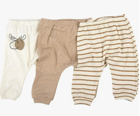 Unisex Baby Deer Print and Stripes Pant Set Pants Set (pack of 3)