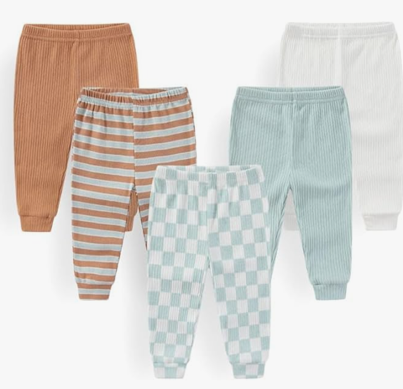 Unisex Baby Boy Girl Pants Sets Cotton Soft Infants Bottoms Casual 5 Pack 0-12 Month Babies' Leggings