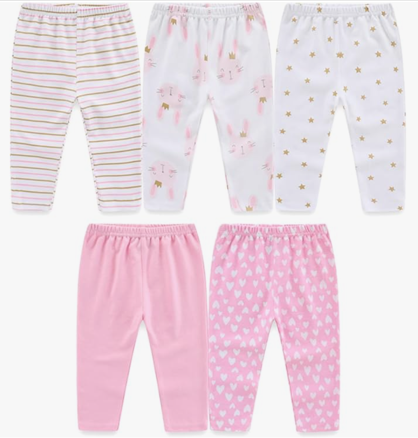 Unisex Baby Boy Girl Pants Sets Cotton Soft Infants Bottoms Casual 5 Pack 0-12 Month Babies' Leggings