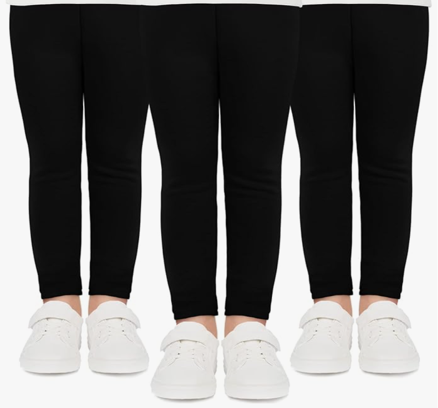 Witwot 3 Pack Girls Leggings Full Length Kids School Cotton Pant Trouser 5-14 Years