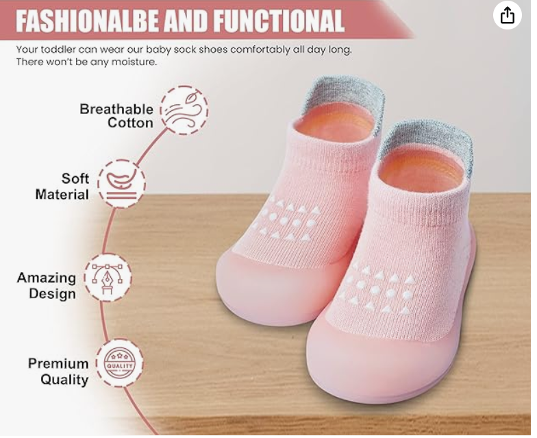 Baby Sock Shoes Boys Girls First Walking Shoes Non-Slip Slippers Soft Sole Sneakers Toddler Infant Babygirl