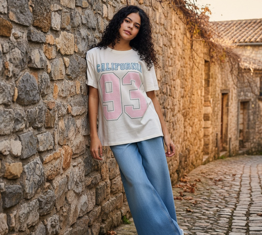 California Print Oversized Cotton T-shirt (max)