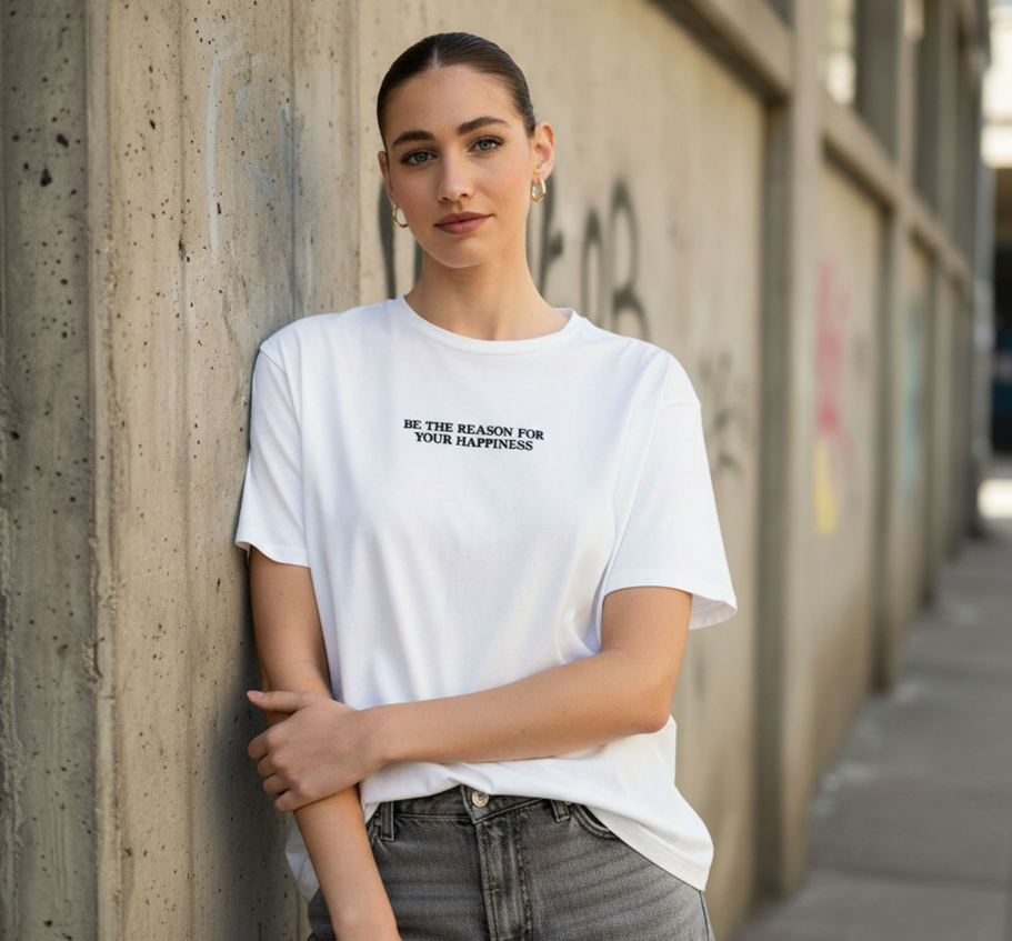 Slogan Print T-shirt (max)