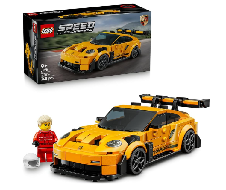 LEGO Speed Champions Porsche 911 GT3 RS Super Car Toy - Car Model Kit with a Driver Minifigure - Birthday Gift for 9+ Year Old Boys - 77239