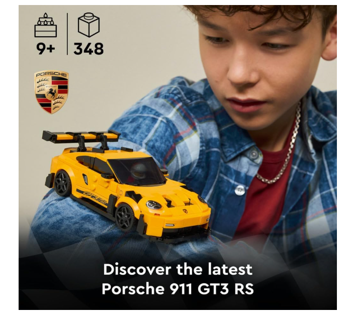 LEGO Speed Champions Porsche 911 GT3 RS Super Car Toy - Car Model Kit with a Driver Minifigure - Birthday Gift for 9+ Year Old Boys - 77239