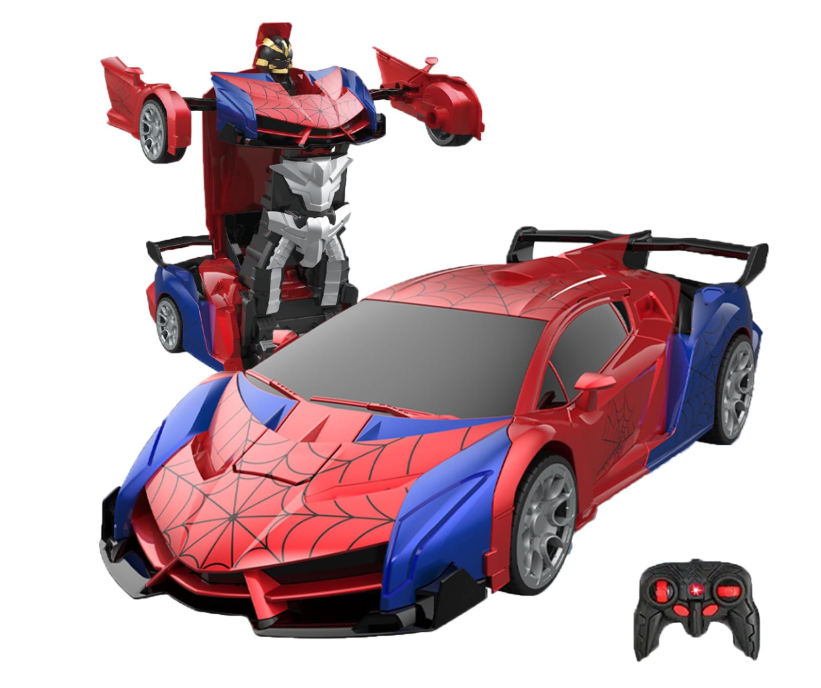 Spider Transform RC Cars Toys with Eye & Underbody Lights, 2.4GHz Remote Control Car One-Button Deformation, Fast 360°Rotation Robot Toys Birthday Gifts for 3 4 5 6 7 8 9 10 Year Old Boys Age 4-7 8-12
