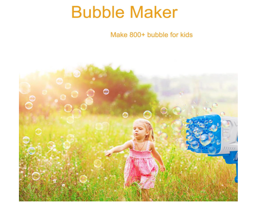 Bubble Machine Gun,Bazooka Bubble Gun for Kids Automatic Bubble Maker Bubble Guns for Toddlers 3,4,5,6,7,8 Years Old Kids,Bubble Bazooka Gun Blaster for Outdoor Party Wedding(Blue)