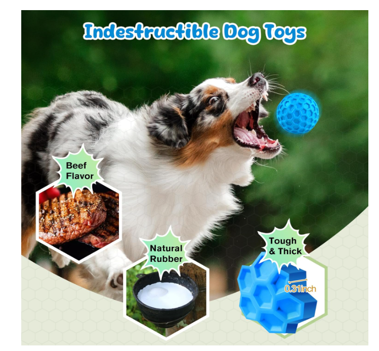 Squeaky Dog Toys for Aggressive Chewers, Indestructible Dog Balls for Aggressive Chewers, Squeaky Balls for Dogs,Interactive Dog Toys for Large Dogs,Funny Dog Squeaky Ball Heavy Duty Dog Toy